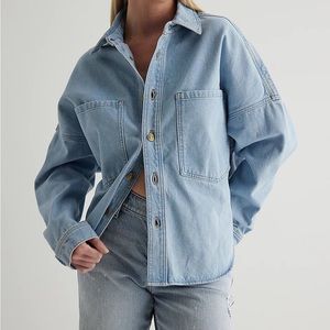 NWT Express Drop Shoulder Front Pocket Denim Shacket